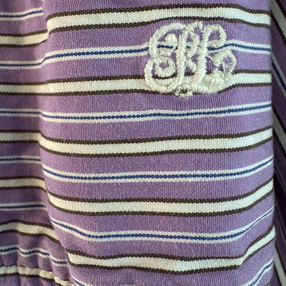 Ralph Lauren Kids Purple & White Striped Button Down Ruffle Dress Size 7 - Picture 3 of 8
